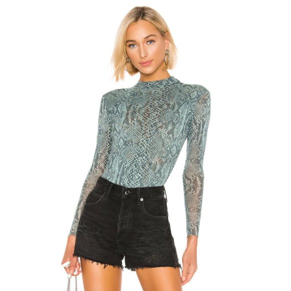 REVOLVE Python Tulle Mock Neck Bodysuit - Picture 3 of 9